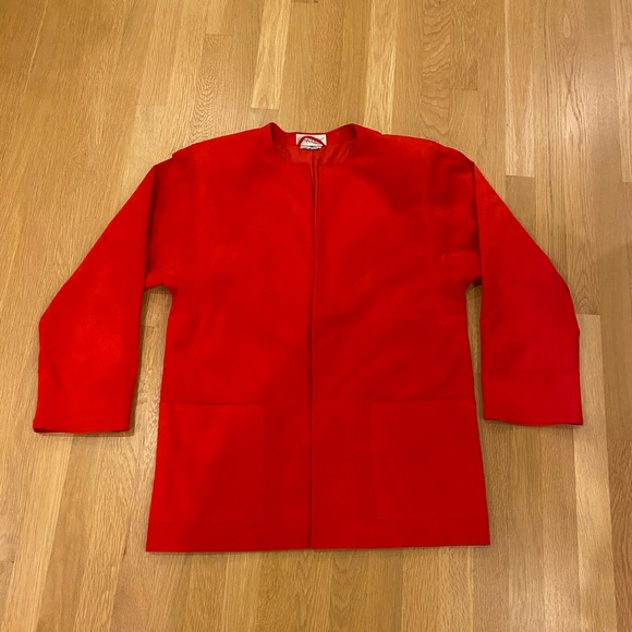 Count Romi Vintage Red Ultrasuede Lightweight Coat Duster 2 Pockets / Size 6 - Picture 2 of 14